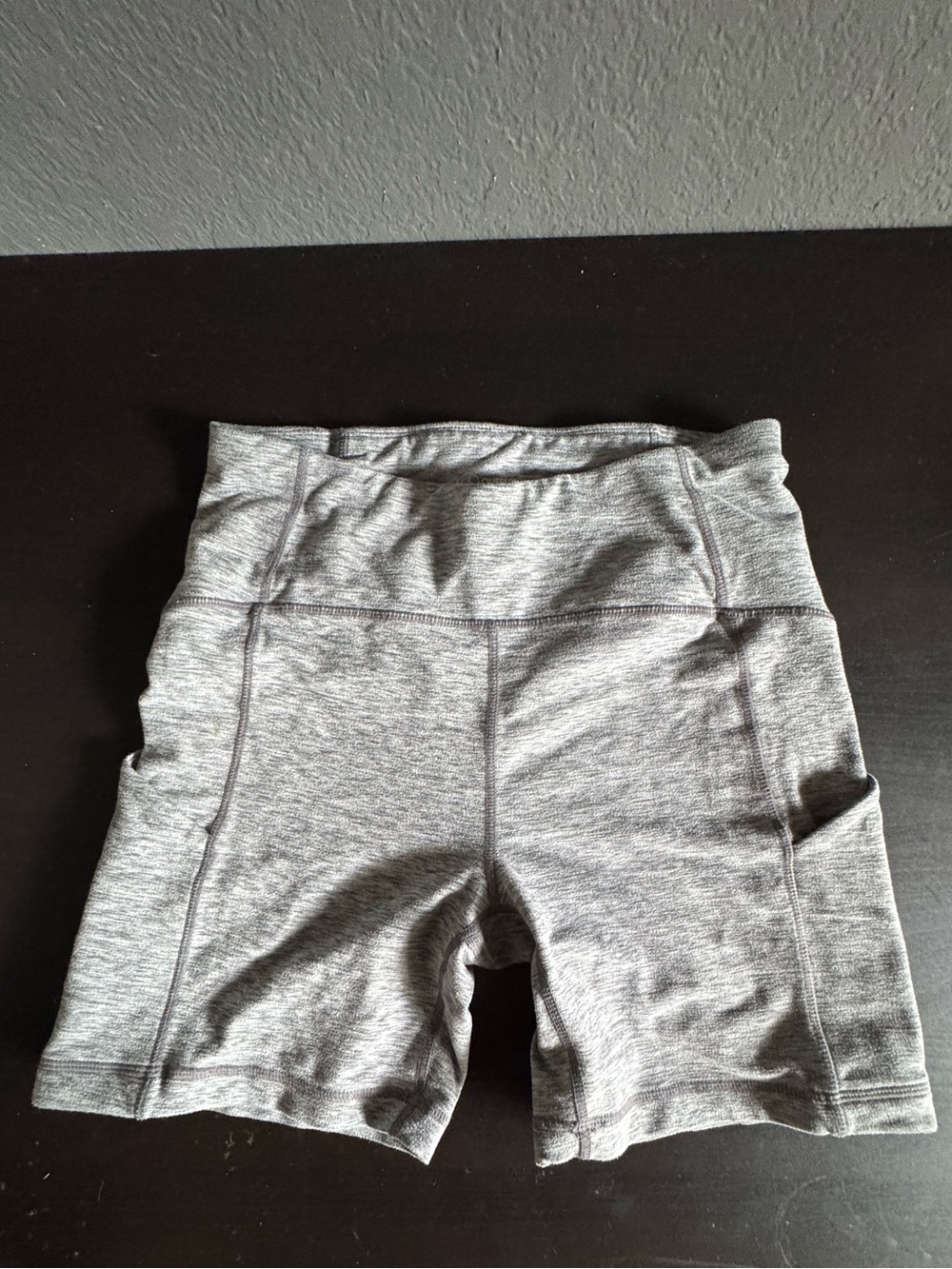 High-Waist Heather Gray Athletic Bike Shorts